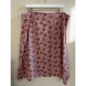 Eddie Bauer Brown Floral Linen Blend Skirt Women’s Size 16